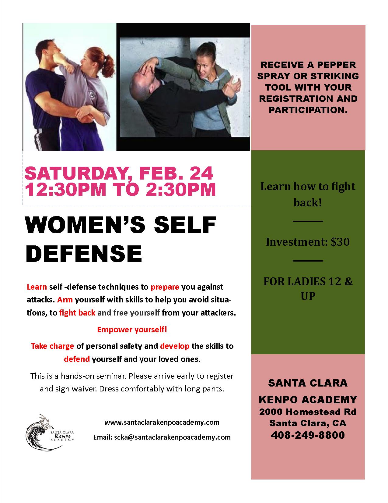 Women's Self Defense 2-2018 - Santa Clara Kenpo Academy